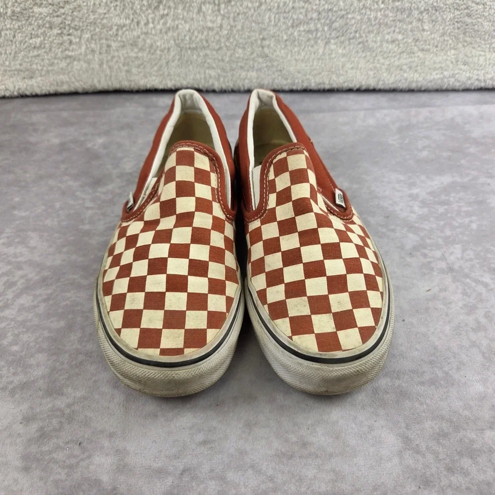 Vans Classic Slip-On Checkerboard Terracotta Orange Sneakers Mens 6.5 Womens 8